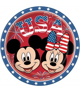 Mickey and Minnie Patriotic USA Large Paper Plates (10ct)