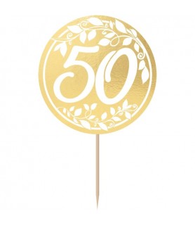 50th Anniversary Gold Foil Cupcake Picks (24ct)