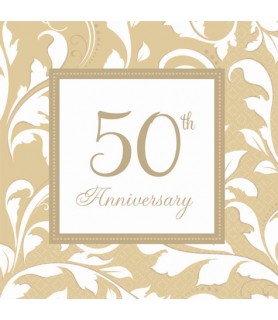 50th Anniversary 'Golden Wishes' Small Napkins (16ct)