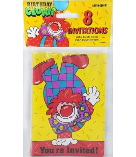 Happy Birthday 'Birthday Clown' Invitations w/ Envelopes (8ct)