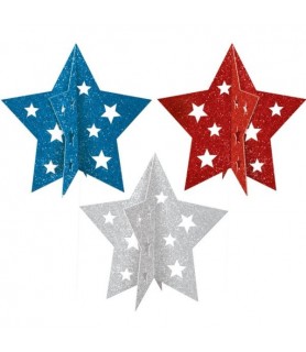 4th of July Mini 3D Glitter Centerpieces (3ct)