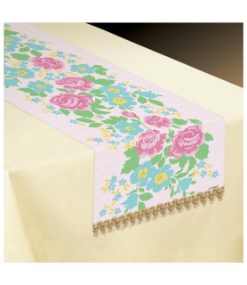 Pastel Tea Party Fabric & Lace Table Runner (1ct)