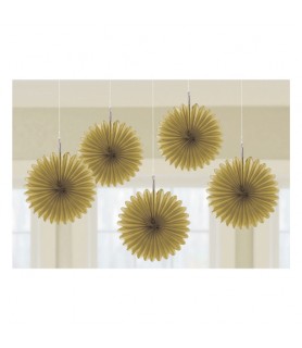 Gold Mini Hanging Fan Decorations (5ct)