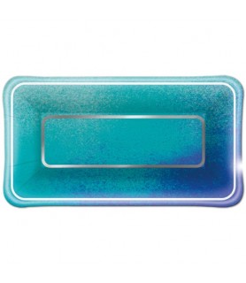 Mermaid 'Ocean Blue Scallop' Foil Rectangular Appetizer Plates (8ct)