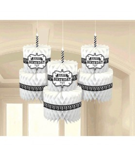 Happy Birthday 'Chalkboard' Honeycomb Cake Decorations (3ct)