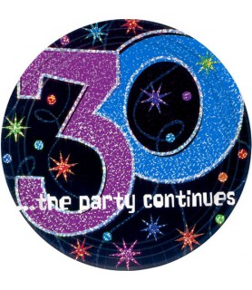 Birthday 'The Party Continues' 30th Birthday Large Paper Plates (8ct)