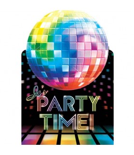 Disco 'Party Time' Invitations w/ Envelopes (8ct)