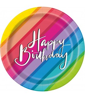 Happy Birthday 'Balloon and Rainbow Birthday' Small Paper Plates (8ct)