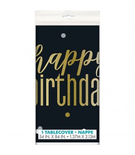 Birthday 'Metallic Happy Birthday' Plastic Tablecover (1ct)