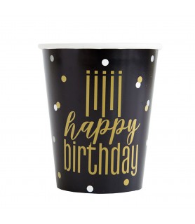 Birthday 'Metallic Happy Birthday' 9oz Paper Cups (8ct)