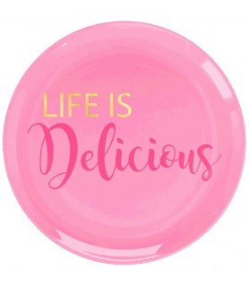 Adult Birthday 'Life is Delicious' Small Plastic Plates (20ct)