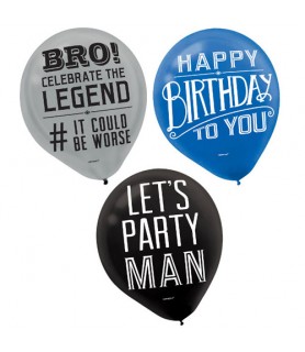 Happy Birthday 'Bro Time' Latex Balloons (15ct)