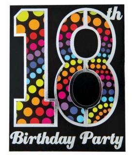 Happy Birthday 'Rainbow Polkadots' 18th Birthday Novelty Invitations w/ Envelopes (8ct)