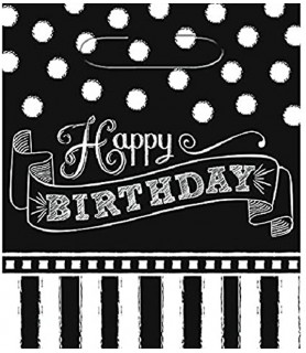 Birthday Black and White 'Chalkboard' Plastic Favor Bags (8ct)