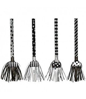 Birthday Black and Silver Metallic Fringed Blowouts / Favors (8ct)