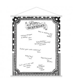 Birthday Black and White 'Chalkboard' Hanging Autograph Sign (1ct)