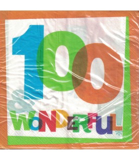 Over the Hill 100th Birthday '100 and Wonderful' Lunch Napkins (16ct)