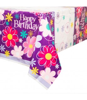 Birthday 'Birthday Blossom' Plastic Tablecover (1ct)
