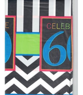 Over the Hill 'Chevron and Stripes' 60th Birthday Plastic Tablecover (1ct)