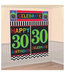 Over the Hill 'Chevron and Stripes' 30th Birthday Wall Poster Decorating Kit (5pc)