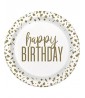 Happy Birthday 'Confetti Gold' Large Paper Plates (8ct)