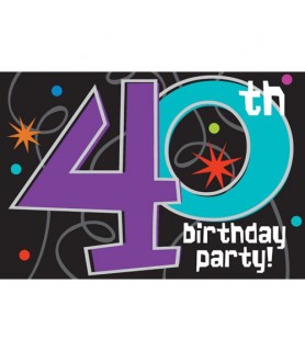 Over the Hill 'The Party Continues' 40th Birthday Invitations w/ Envelopes (8ct)