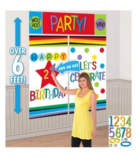 Rainbow Add-Any-Age Birthday Wall Decorating Kit (1ct)