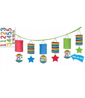 Rainbow Add-Any-Age Birthday Paper Lantern Garland (12ft)