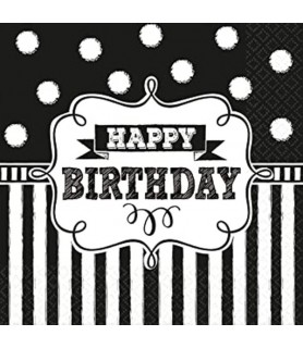 Birthday Black and White 'Chalkboard' Lunch Napkins (16ct)