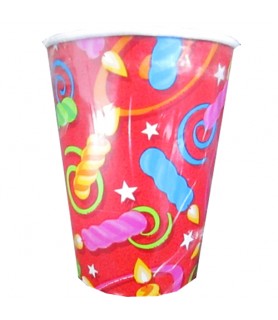 Happy Birthday 'Party Candles' 9oz Paper Cups (8ct)