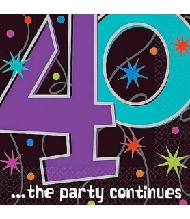 Over the Hill 'The Party Continues' 40th Birthday Small Napkins (16ct)