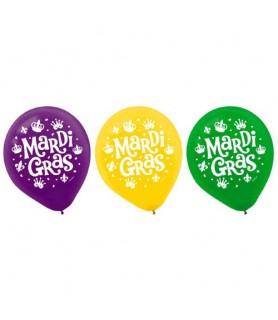 Mardi Gras Latex Balloons (15pc)