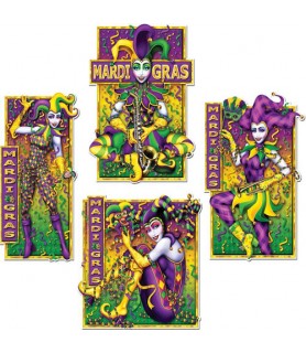 Mardi Gras Masquerade Mime Cutouts (4pc)