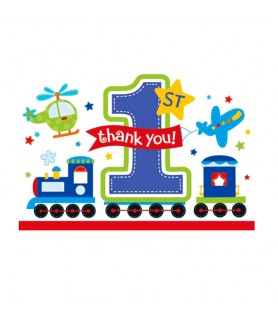 1st Birthday Boy 'All Aboard' Thank You Notes w/ Envelopes (8ct)
