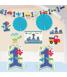 1st Birthday Boy 'All Aboard' Room Decorating Kit (10pc)