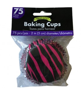 Zebra Stripes 'Pink and Black' Animal Print Baking Cups (75ct)