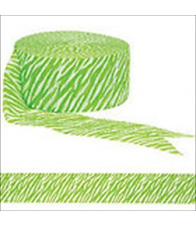 Zebra Stripes 'Green' Animal Print Crepe Paper Streamer (81ft)