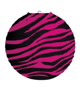 Zebra Stripes 'Pink and Black' Animal Print Paper Lantern (1ct)