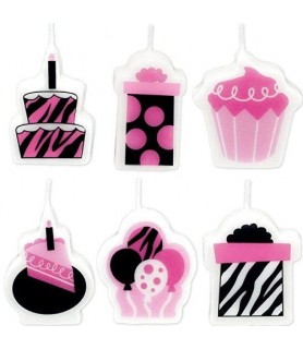 Zebra Stripes 'Pink and Black' Animal Print Mini Candle Set (6pc)