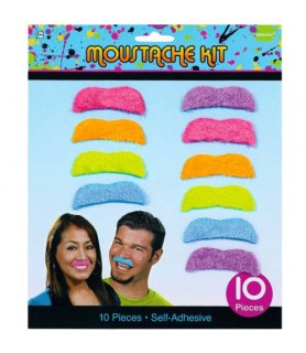 Animal Print 'Totally 80s' Fuzzy Adhesive Mustaches / Favors (10ct)