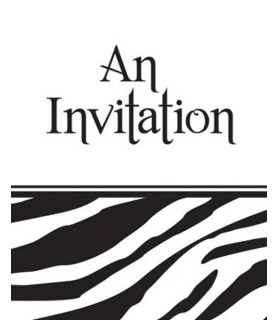 Zebra Stripes Animal Print Invitations w/ Envelopes (8ct)