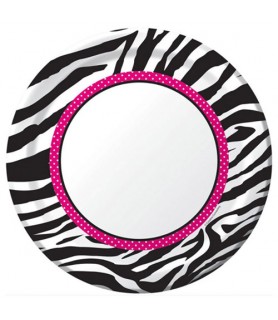 Zebra Stripes 'Pink Zebra Boutique' Animal Print Large Paper Plates (8ct)