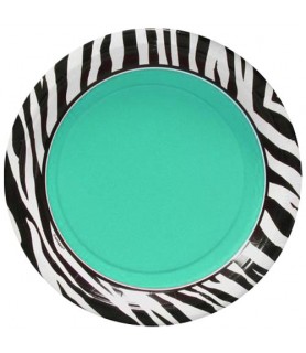 Animal Print 'Zebra Passion Teal' Small Paper Plates (8ct)