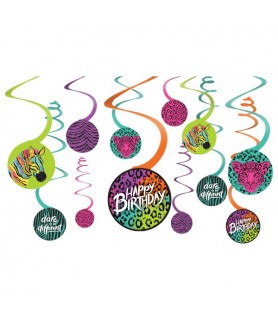 Birthday 'Wild Child' Hanging Swirl Decorations (12pcs)