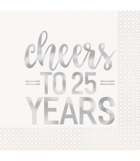 25th Anniversary 'Cheers to 25 Years' Lunch Napkins (16ct)