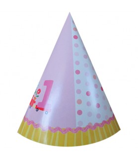 1st Birthday 'Baby Girl' Cone Hats (8ct)