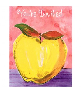Happy Birthday 'Watercolor Apple' Invitations w/ Envelopes (8ct)