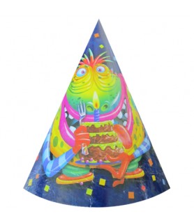 Happy Birthday 'Monster Party' Cone Hats (8ct)