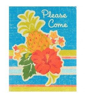 Hawaiian Luau 'Pastel Stripes' Invitations w/ Envelopes (8ct)
