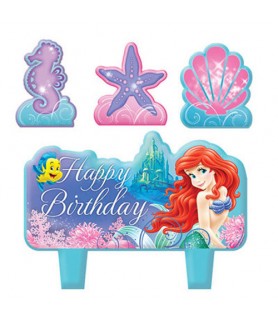 Ariel the Little Mermaid Blue Sparkle Molded Cake Candle Set (4pc)